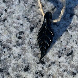 Sleek Black Leaf Pendant Necklace